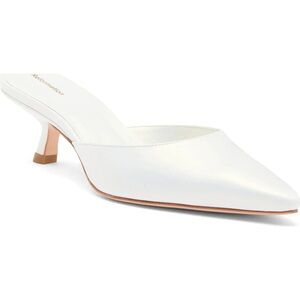 Reformation Wilda White Pointed Toe Mule with Low Kitten Heel